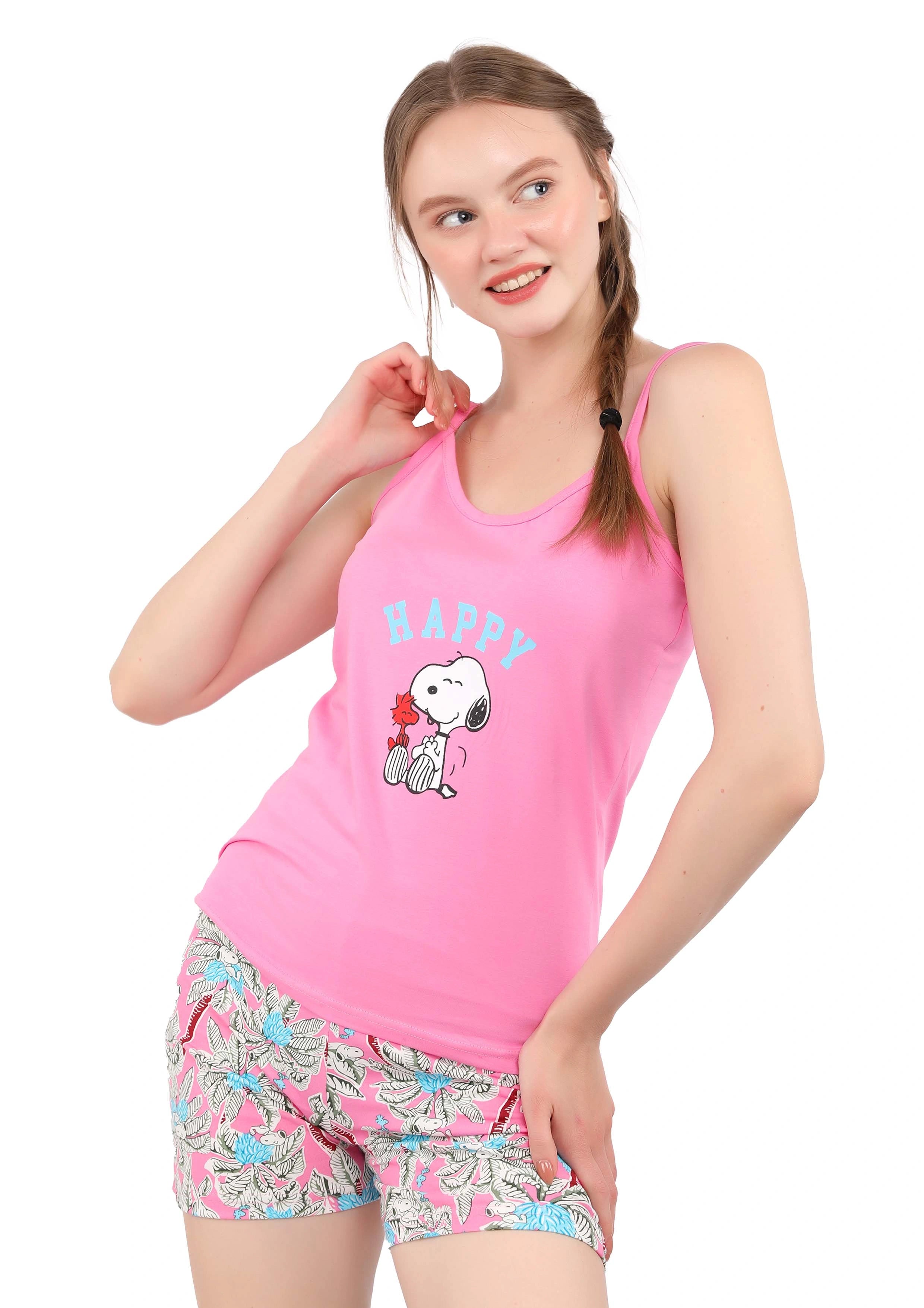 S241 SNOOPY PALMS SHORTS PAJAMA SET