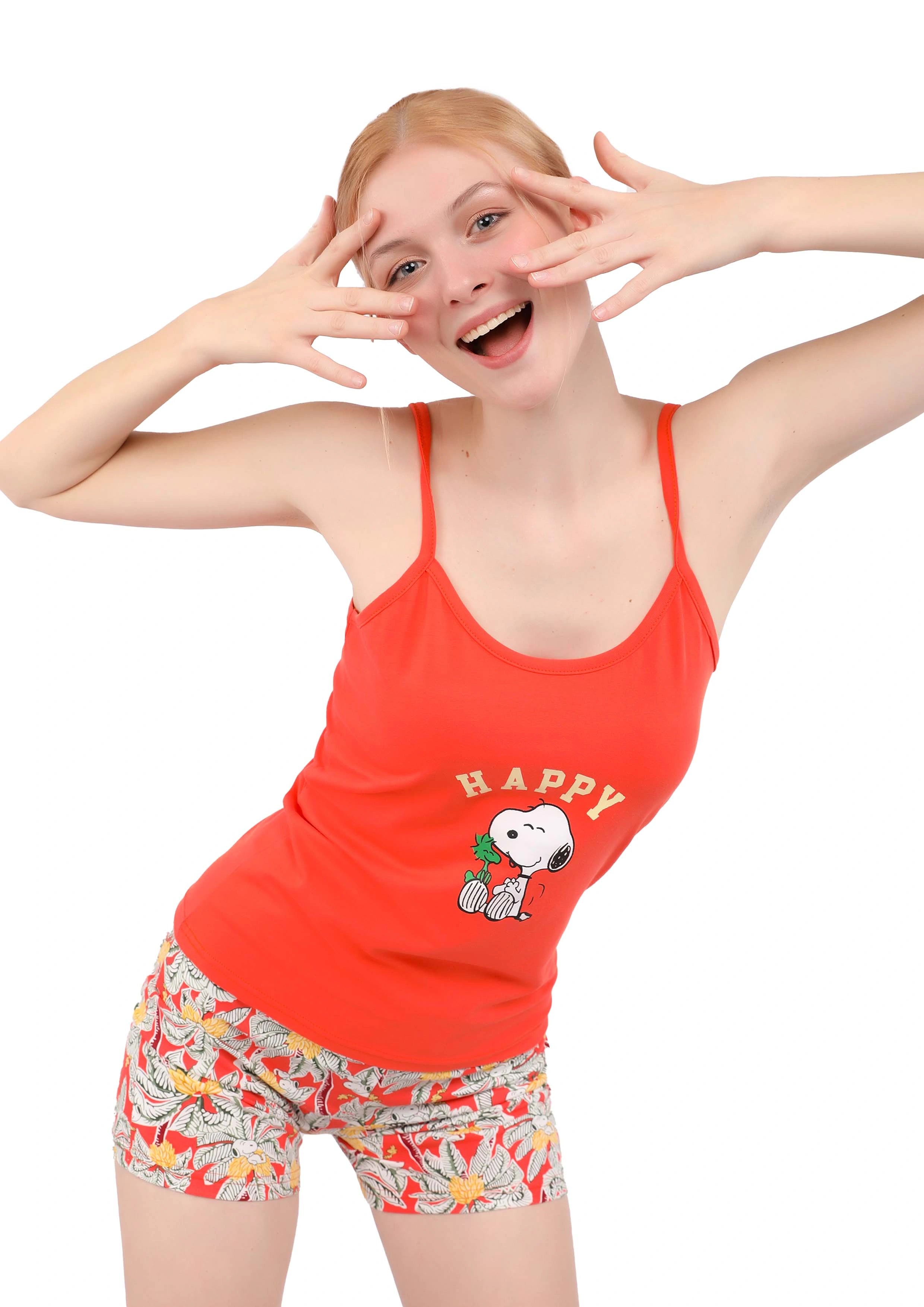 S241 SNOOPY PALMS SHORTS PAJAMA SET