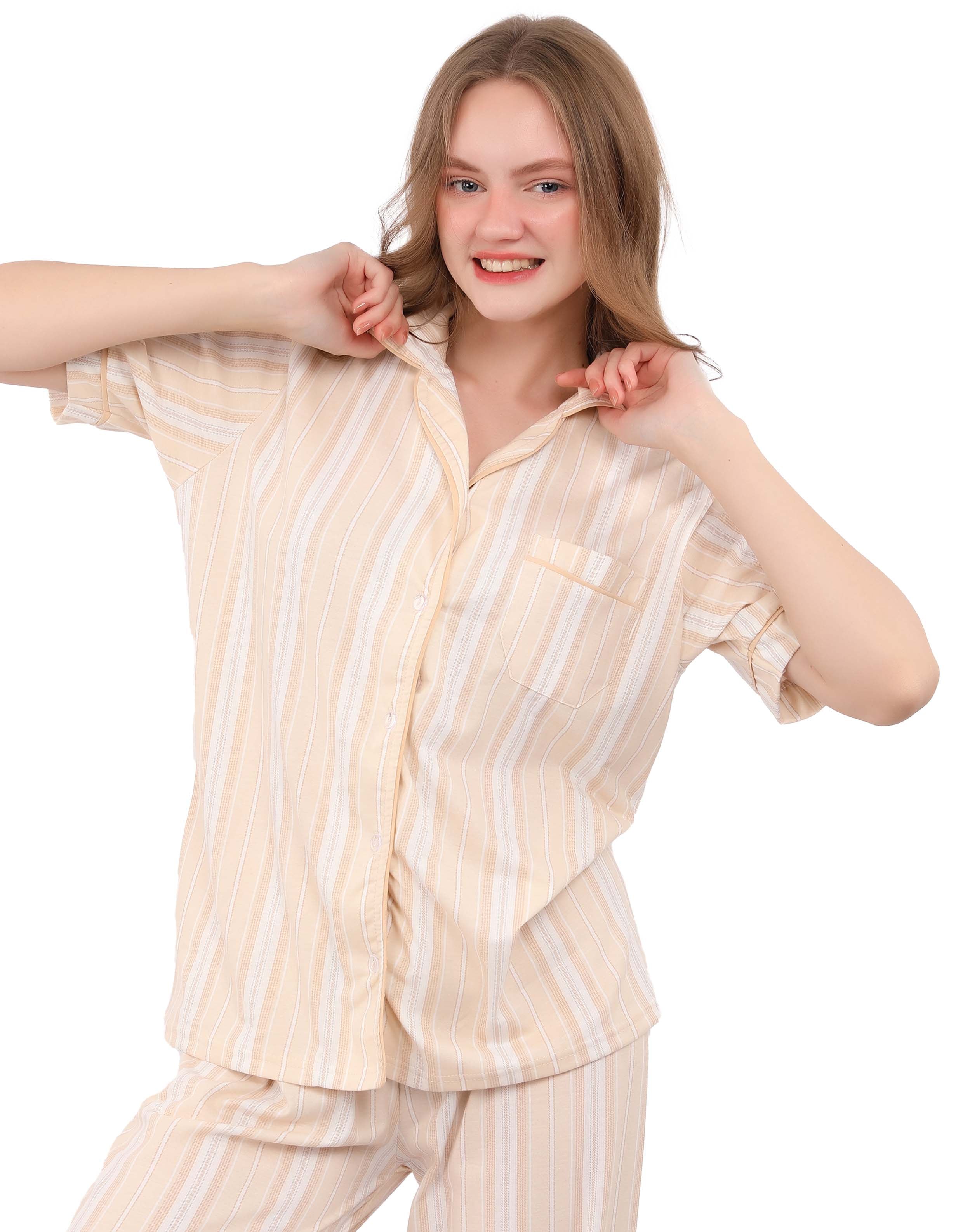 S424 SWEET BONBON LONG SLEEVE BUTTONED-UP PAJAMA SET
