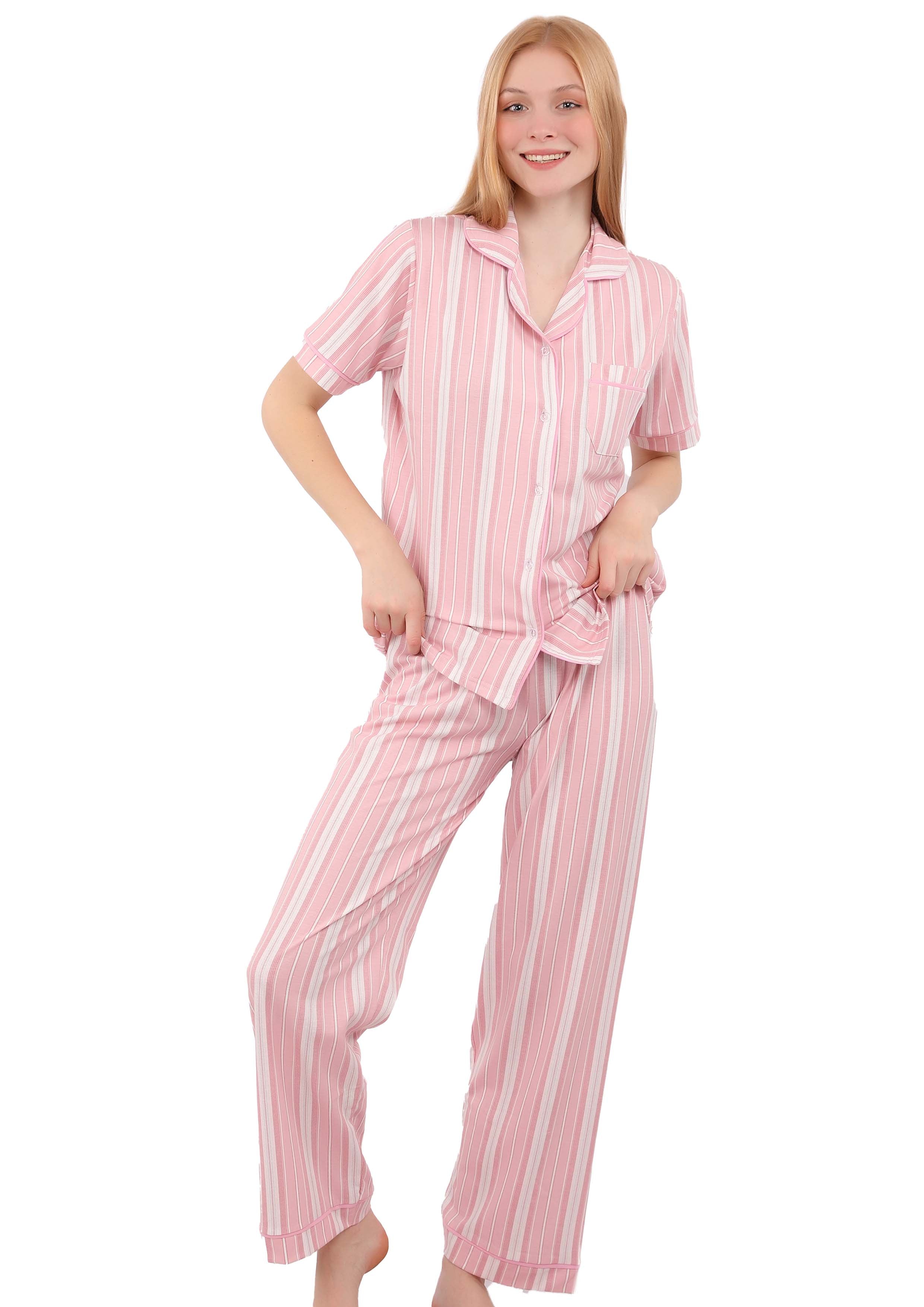 S424 SWEET BONBON LONG SLEEVE BUTTONED-UP PAJAMA SET