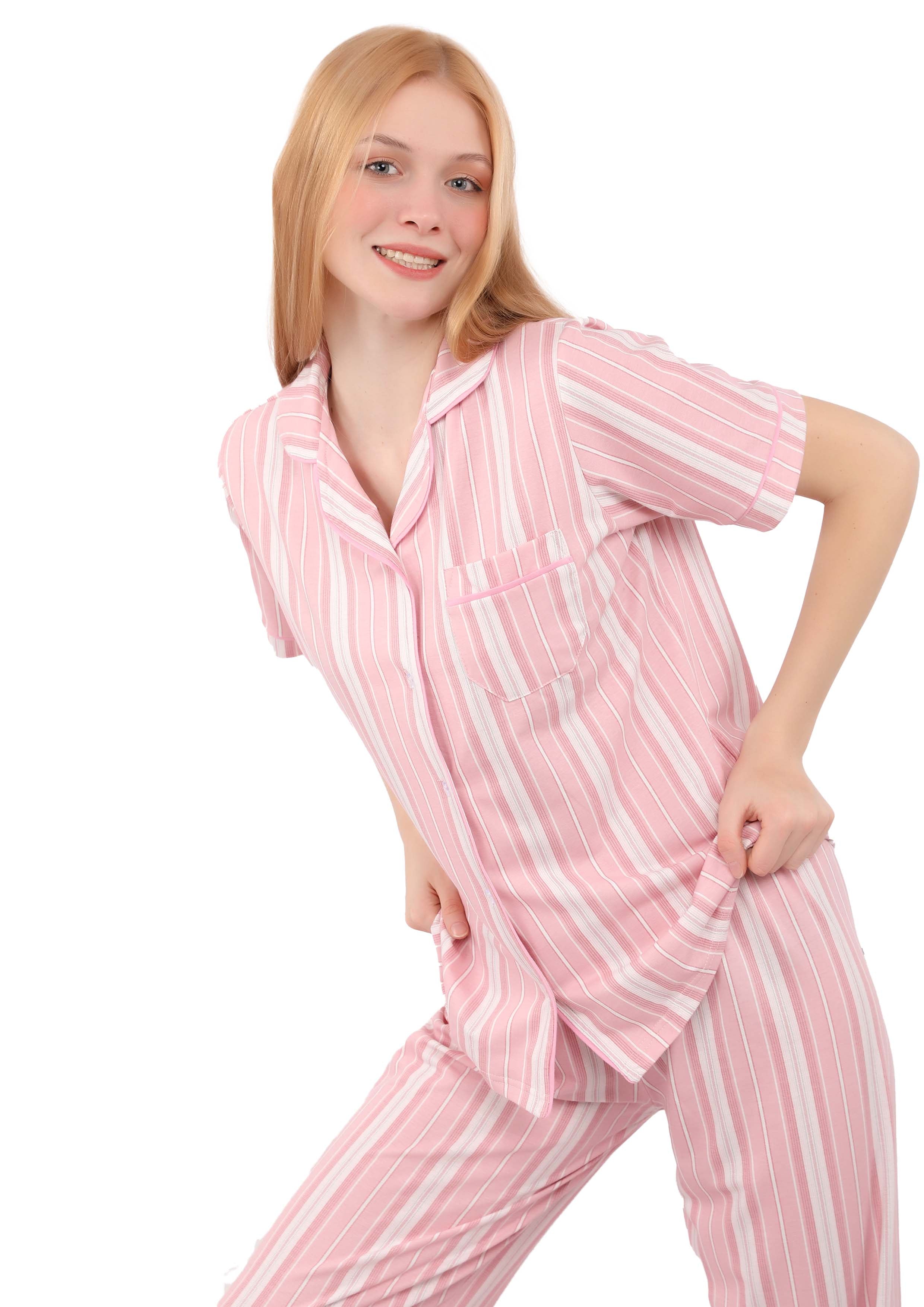 S424 SWEET BONBON LONG SLEEVE BUTTONED-UP PAJAMA SET
