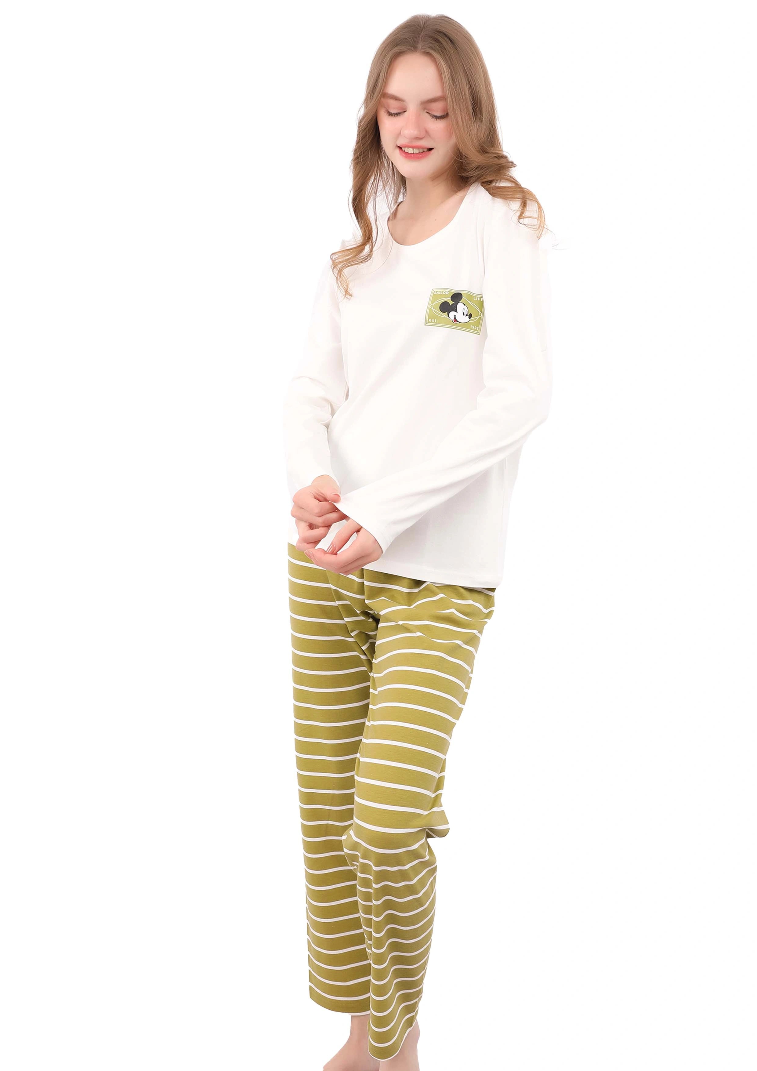 S130 mickey stripes long sleeves pajama set