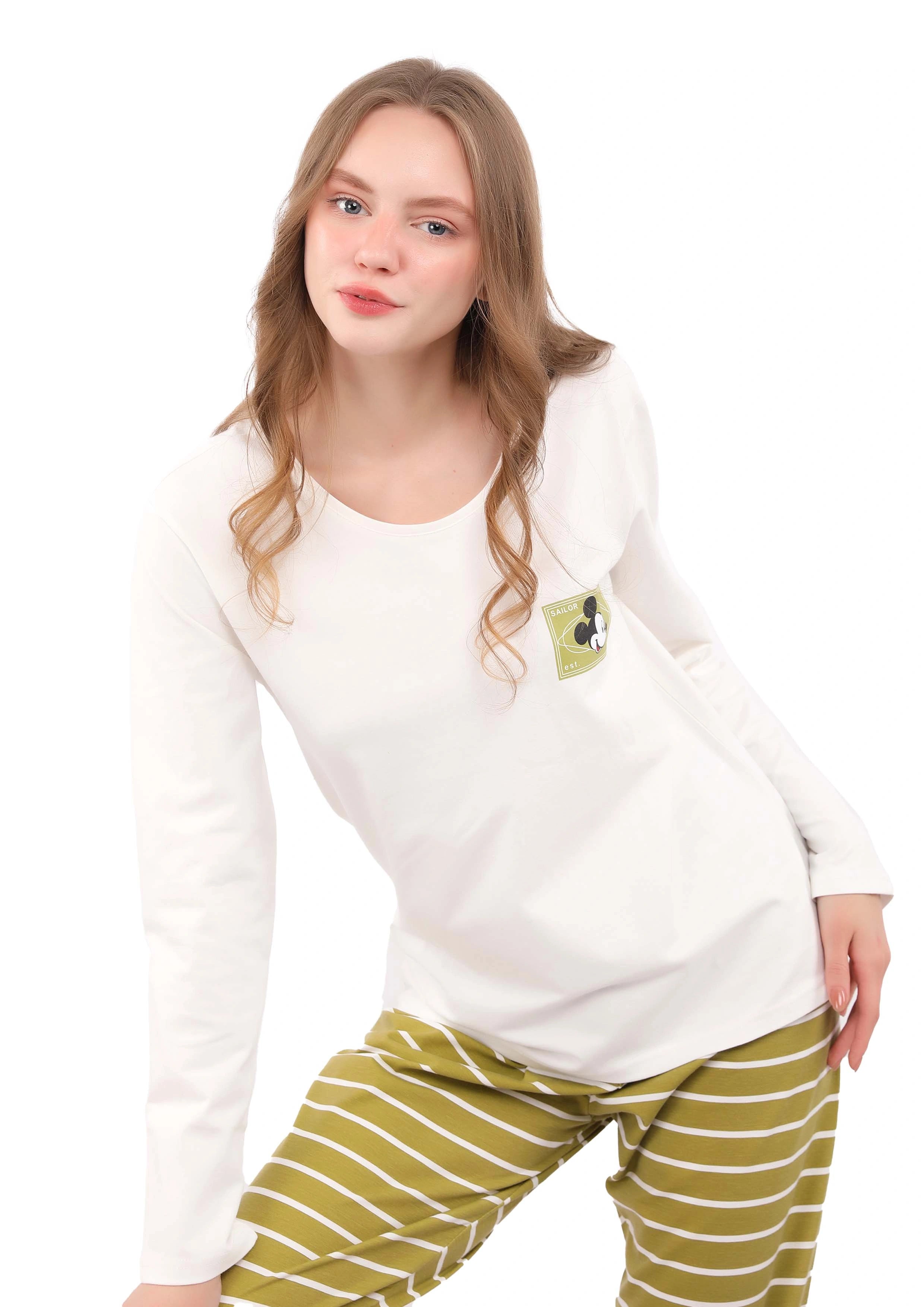 S130 mickey stripes long sleeves pajama set