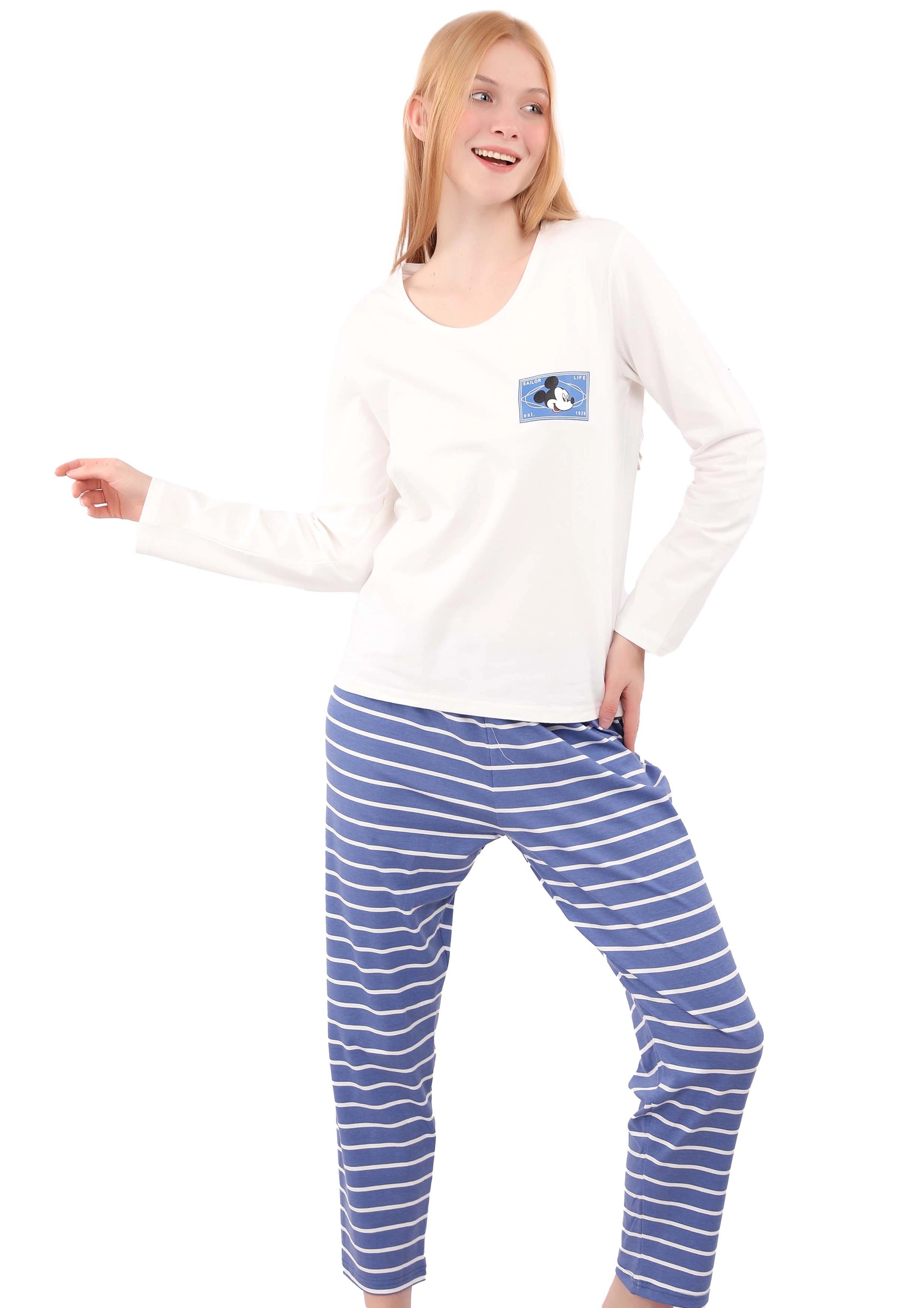 S130 mickey stripes long sleeves pajama set
