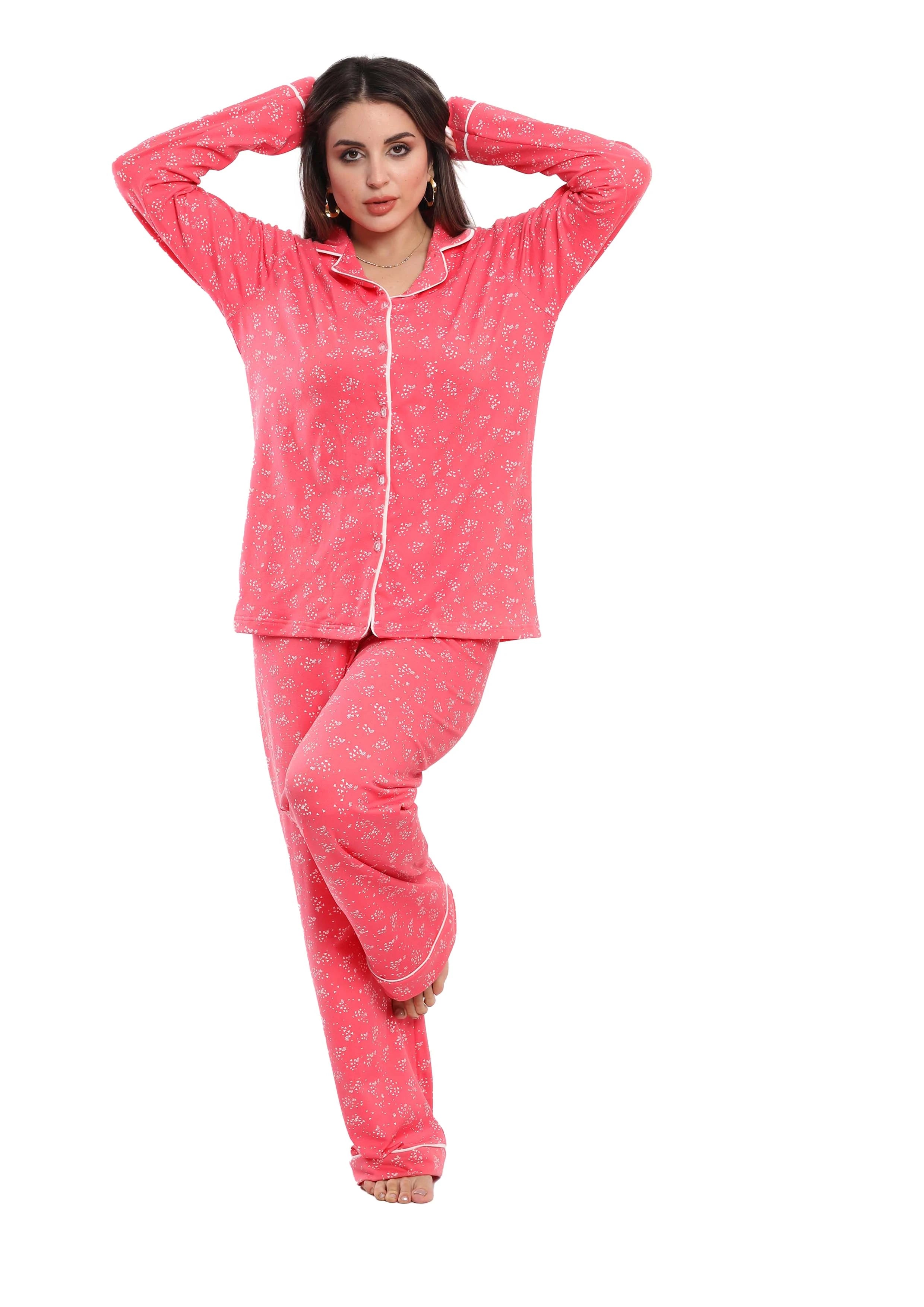 C313 Snowflakes BUTTONED PAJAMA SET