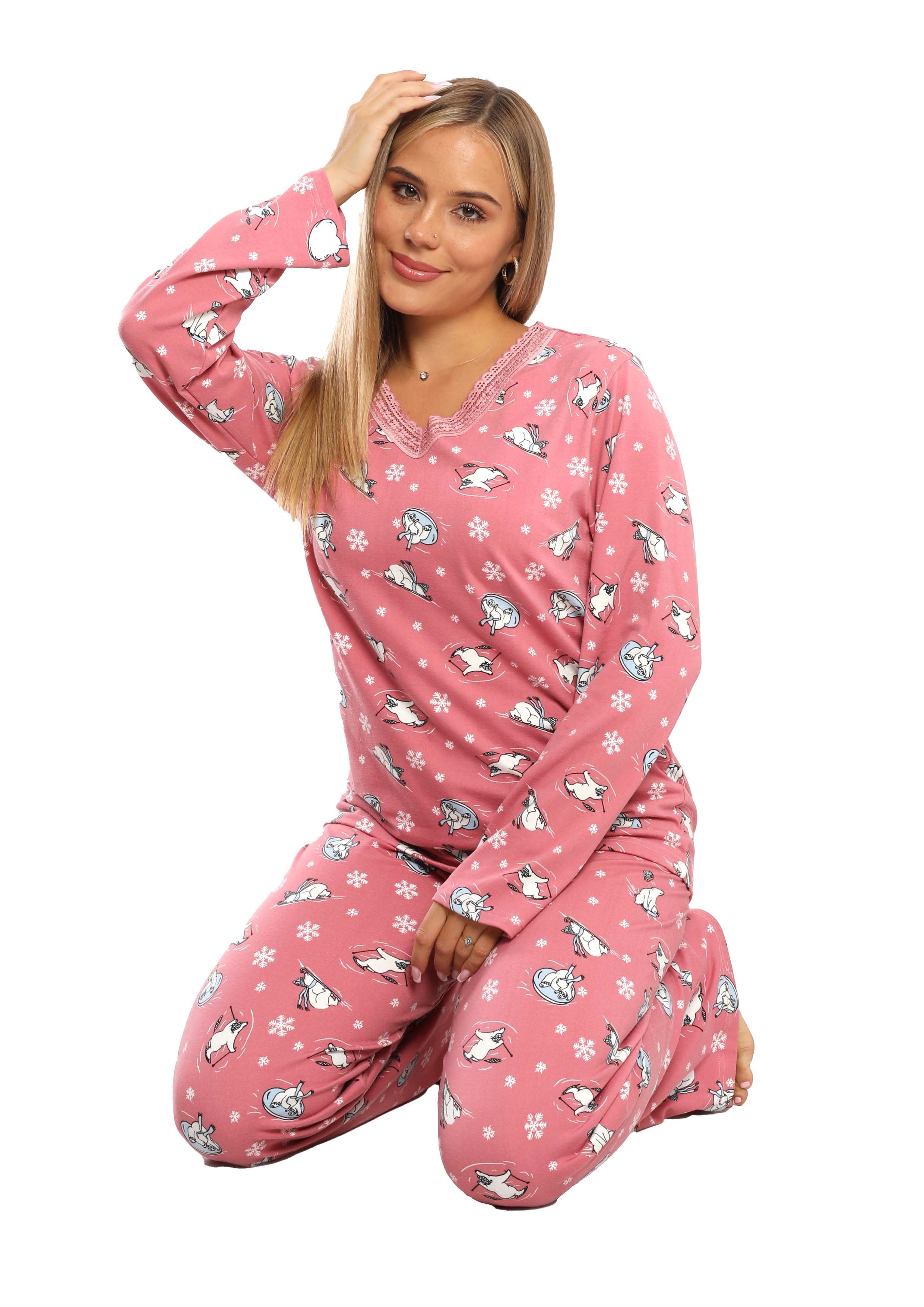 C349 The winter bear lace top pajama set