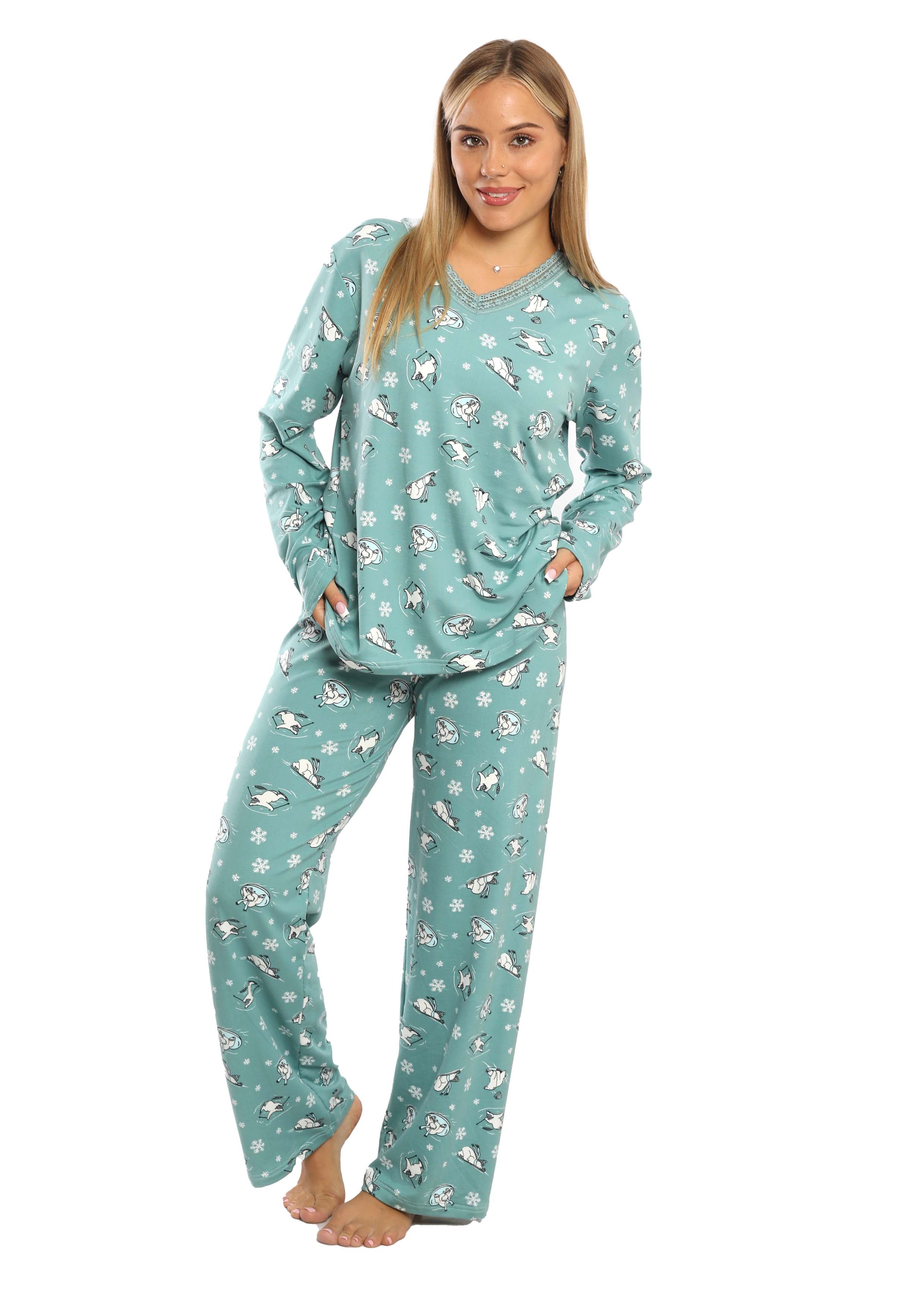 C349 The winter bear lace top pajama set
