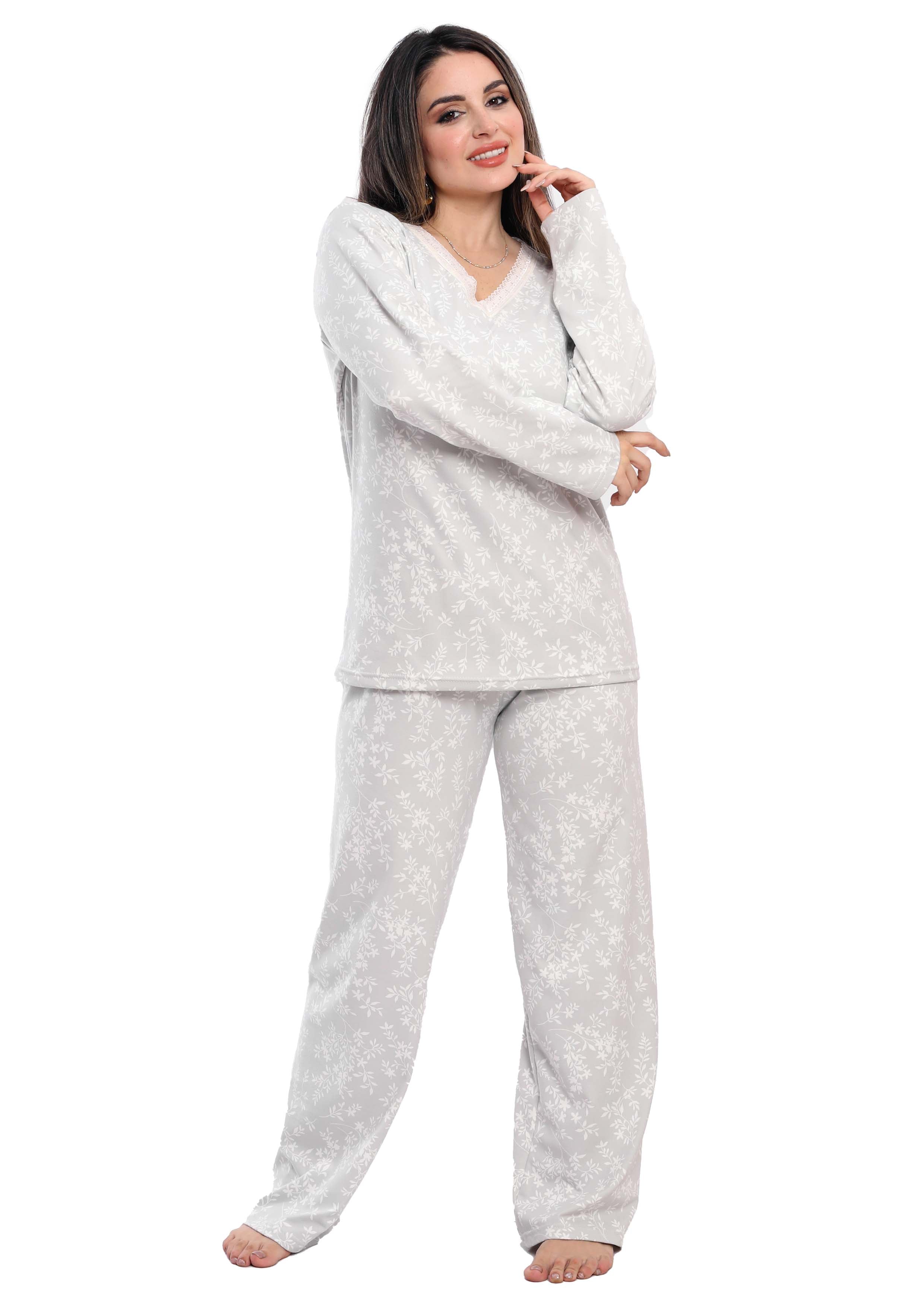 C319 snow tree leaves LACE TOP PAJAMA SET