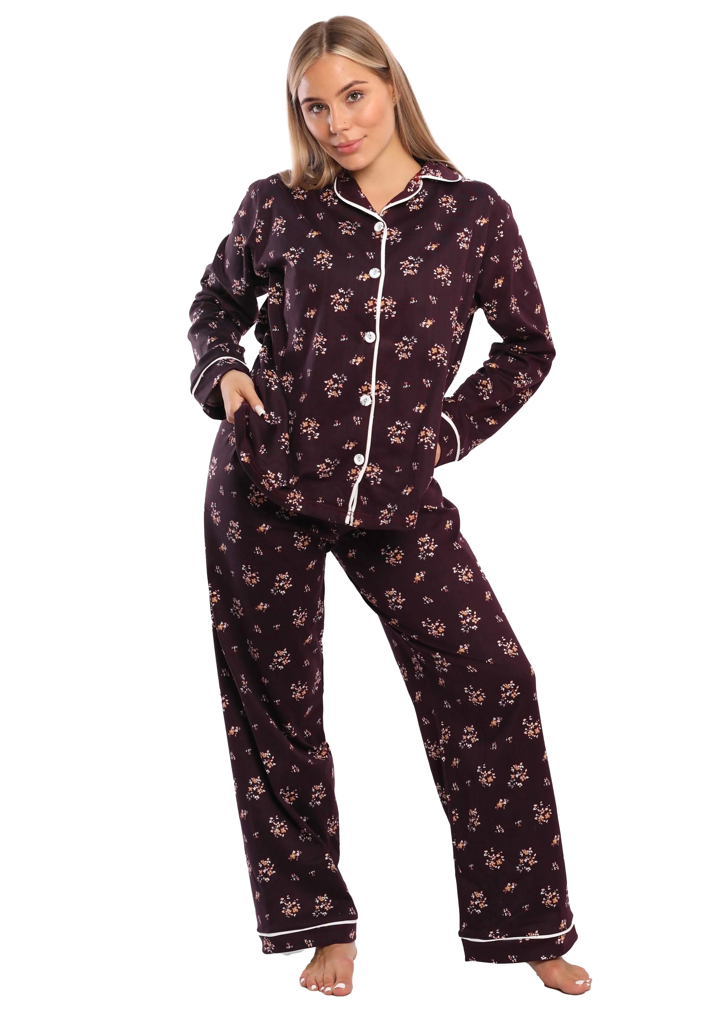 C325 Midnight Blossom BUTTONED Pajama Set