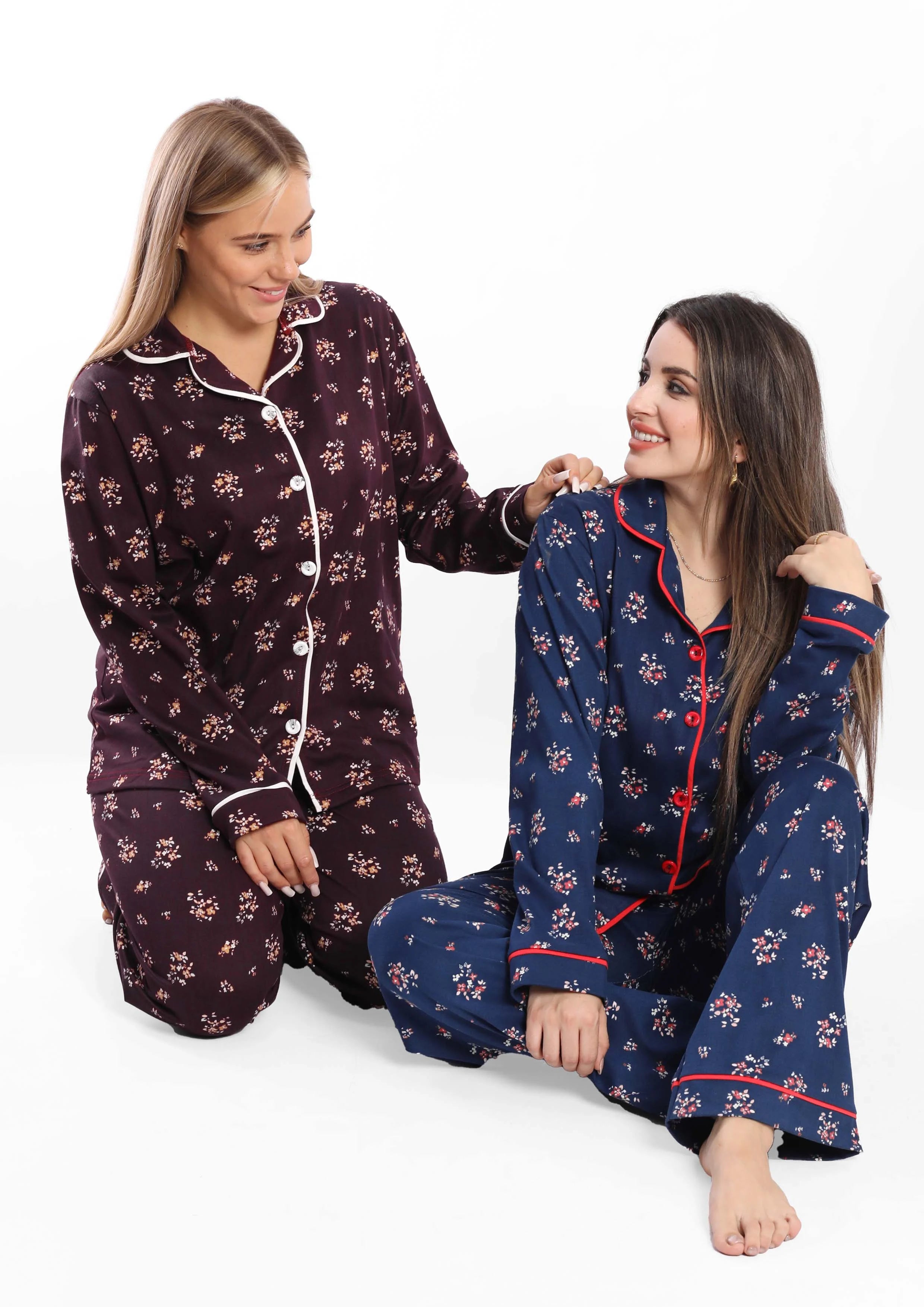 C325 Midnight Blossom BUTTONED Pajama Set