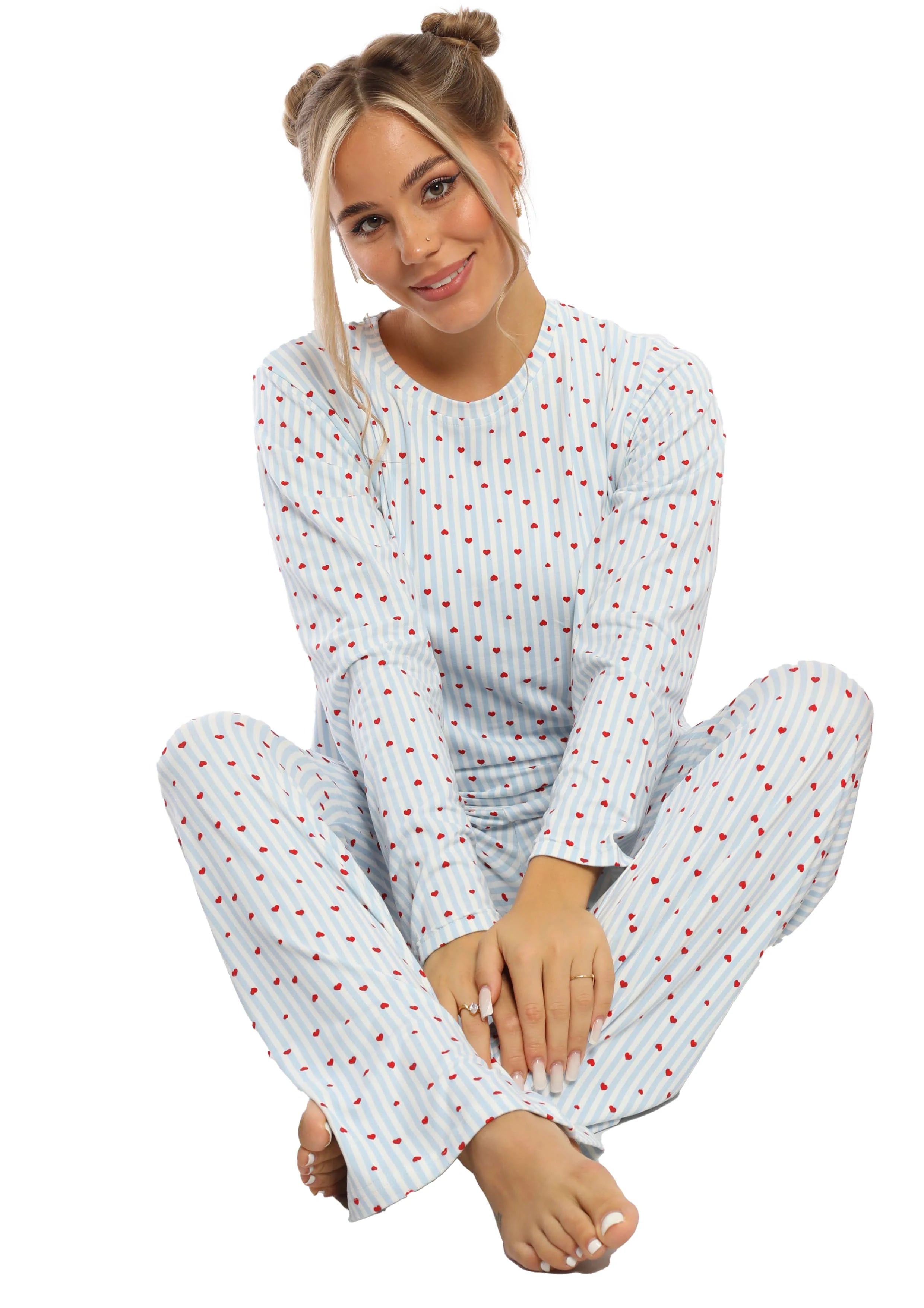 C331 PINK HEARTS LONG SLEEVES PAJAMA SET
