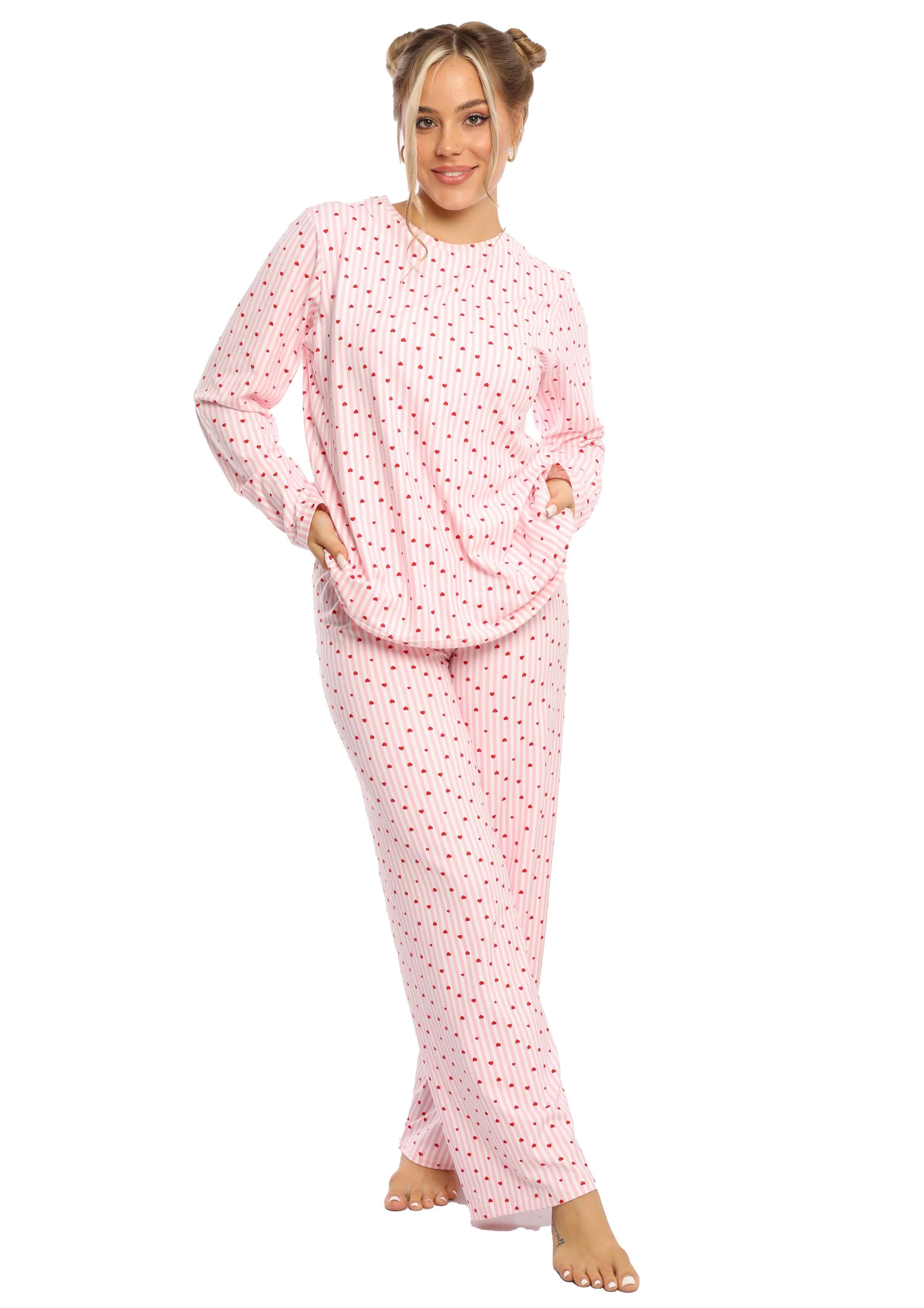 C331 PINK HEARTS LONG SLEEVES PAJAMA SET