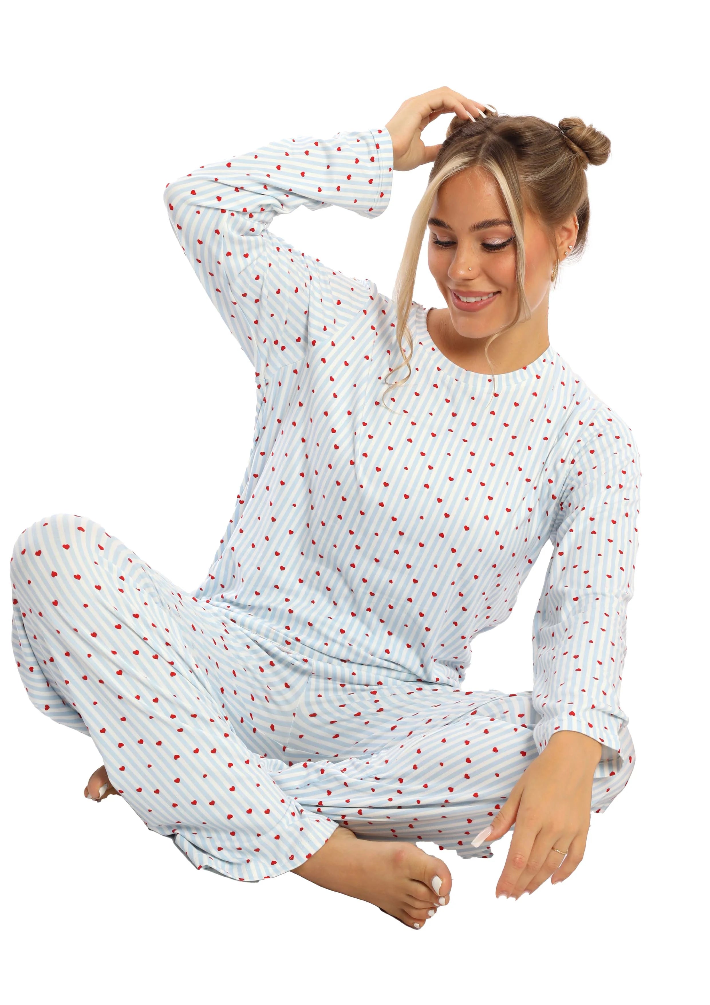 C331 PINK HEARTS LONG SLEEVES PAJAMA SET