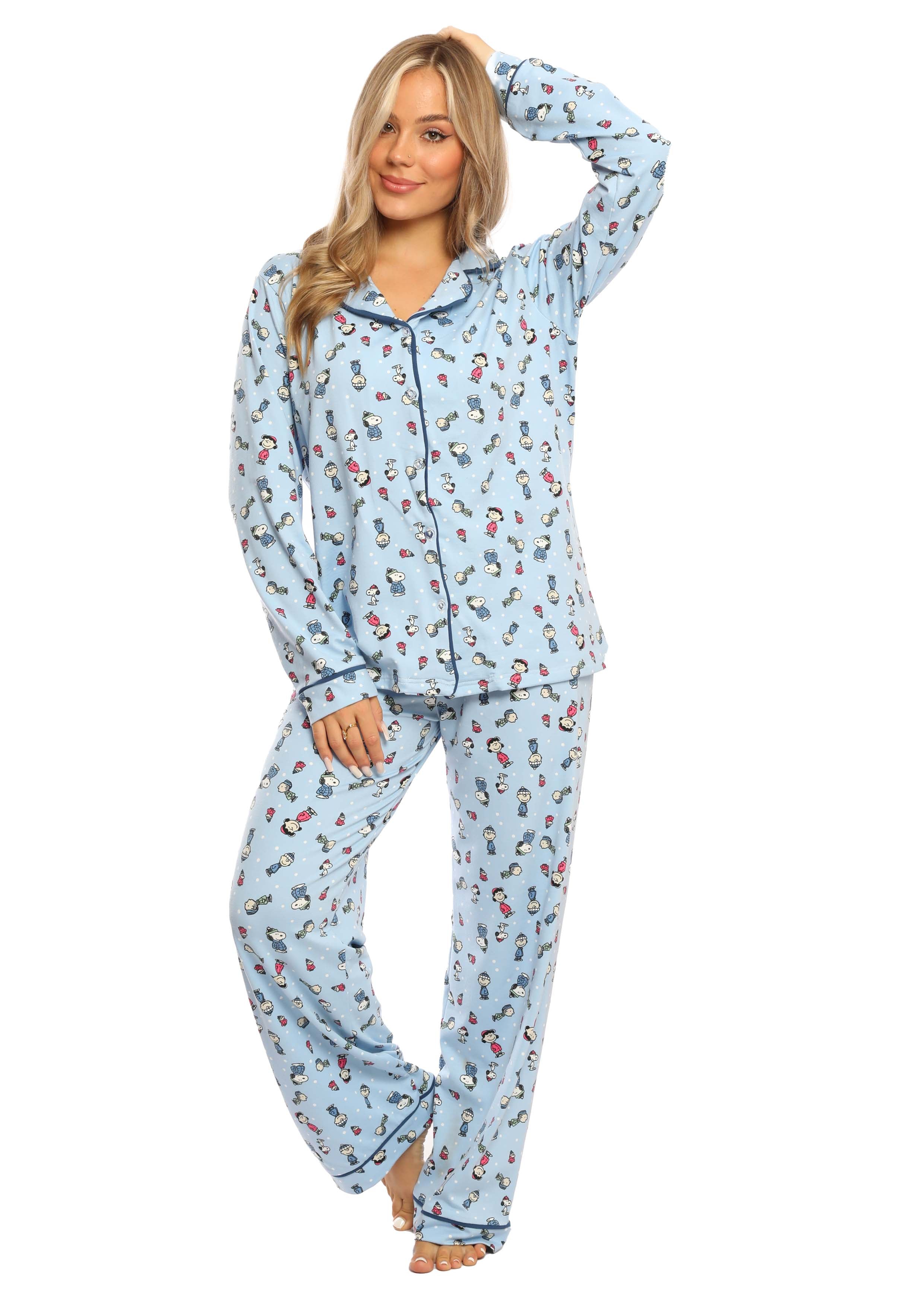 C343 MINT snoopy buttoned pajama set