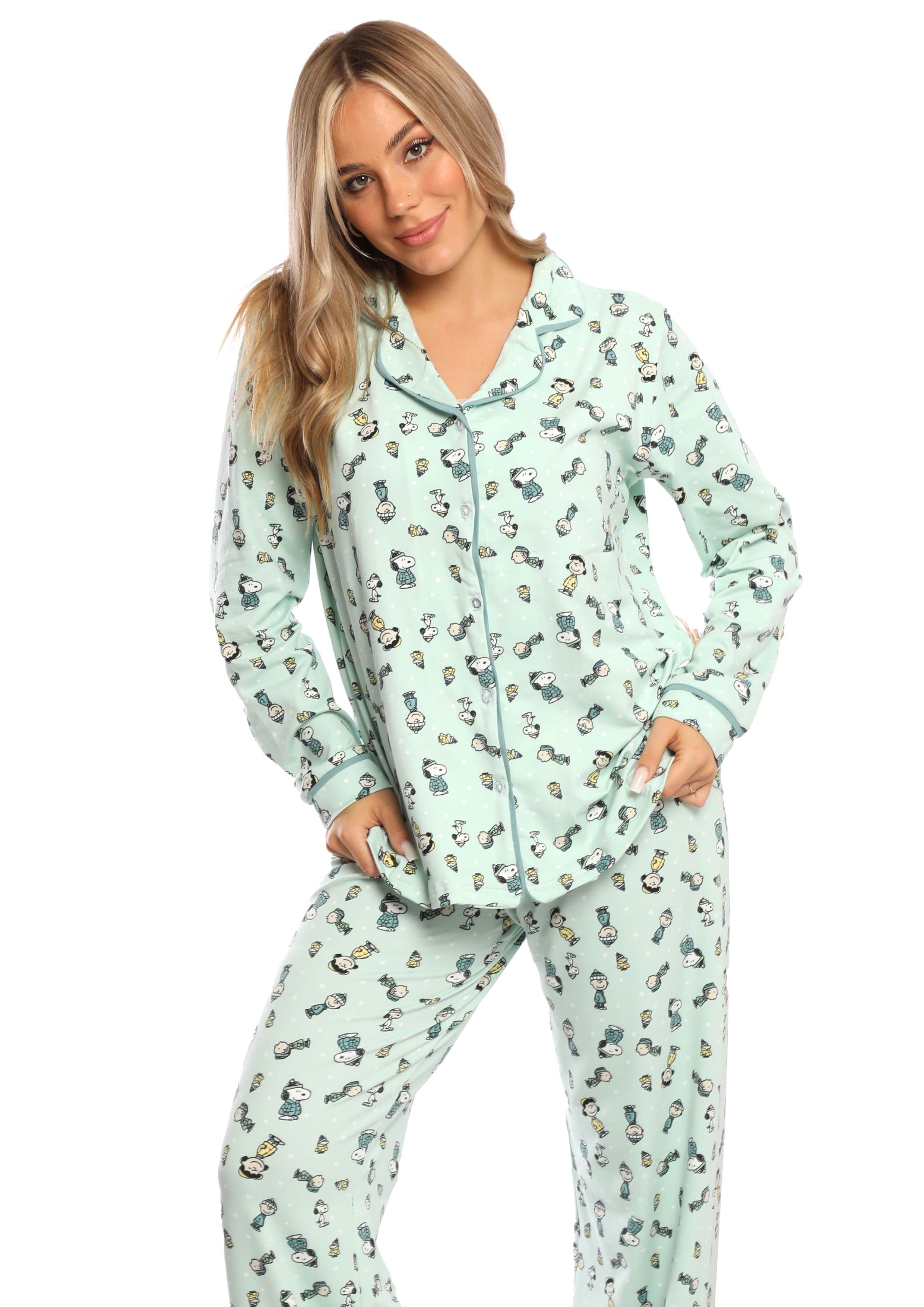 C343 MINT snoopy buttoned pajama set