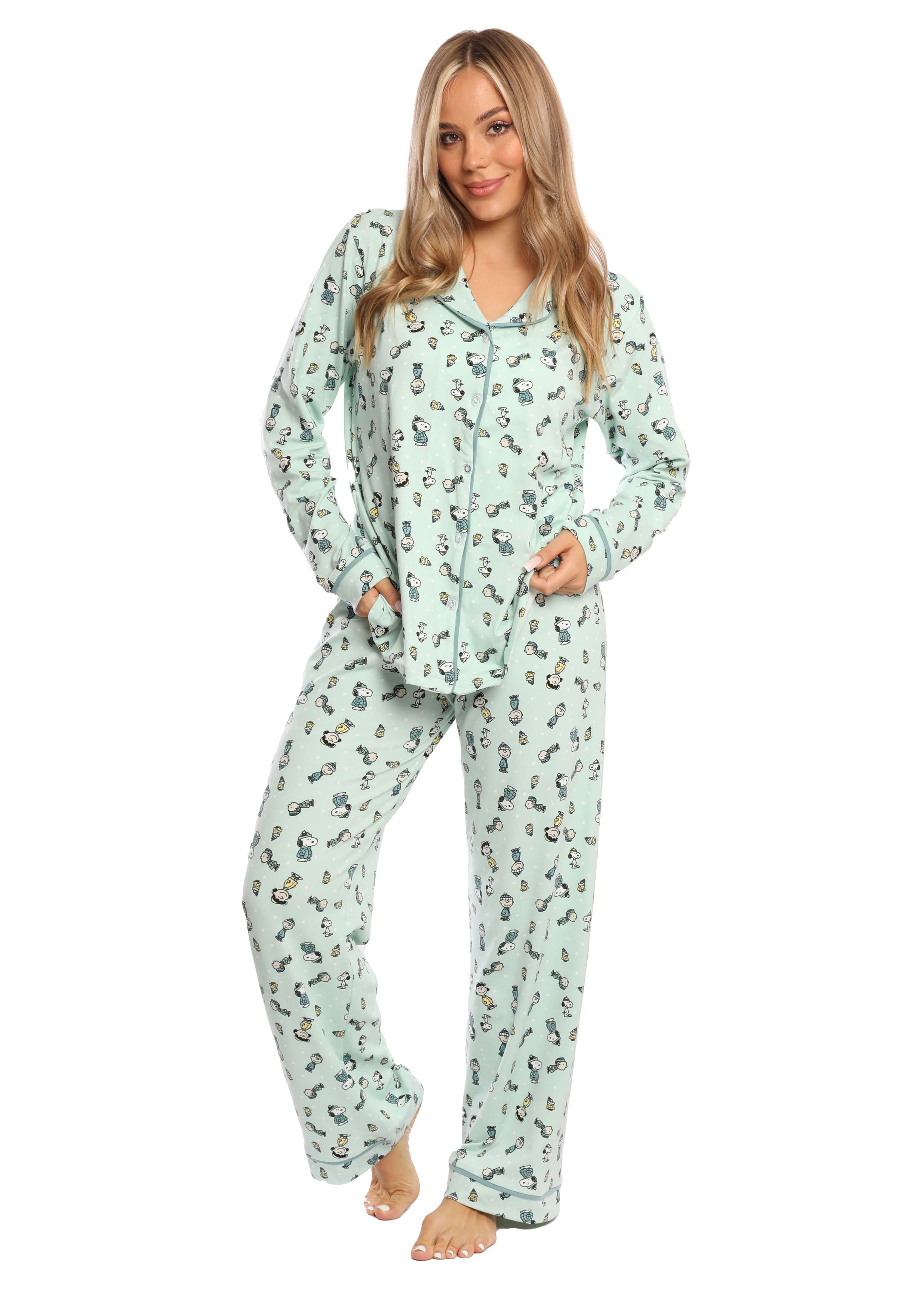 C343 MINT snoopy buttoned pajama set